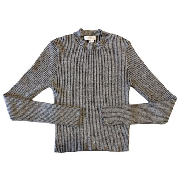 Forever 21 Gray Ribbed crop sweater Large - Picture 2 of 5